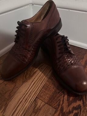 Mezlan Brown Woven Leather Oxford Woven Dress Shoes